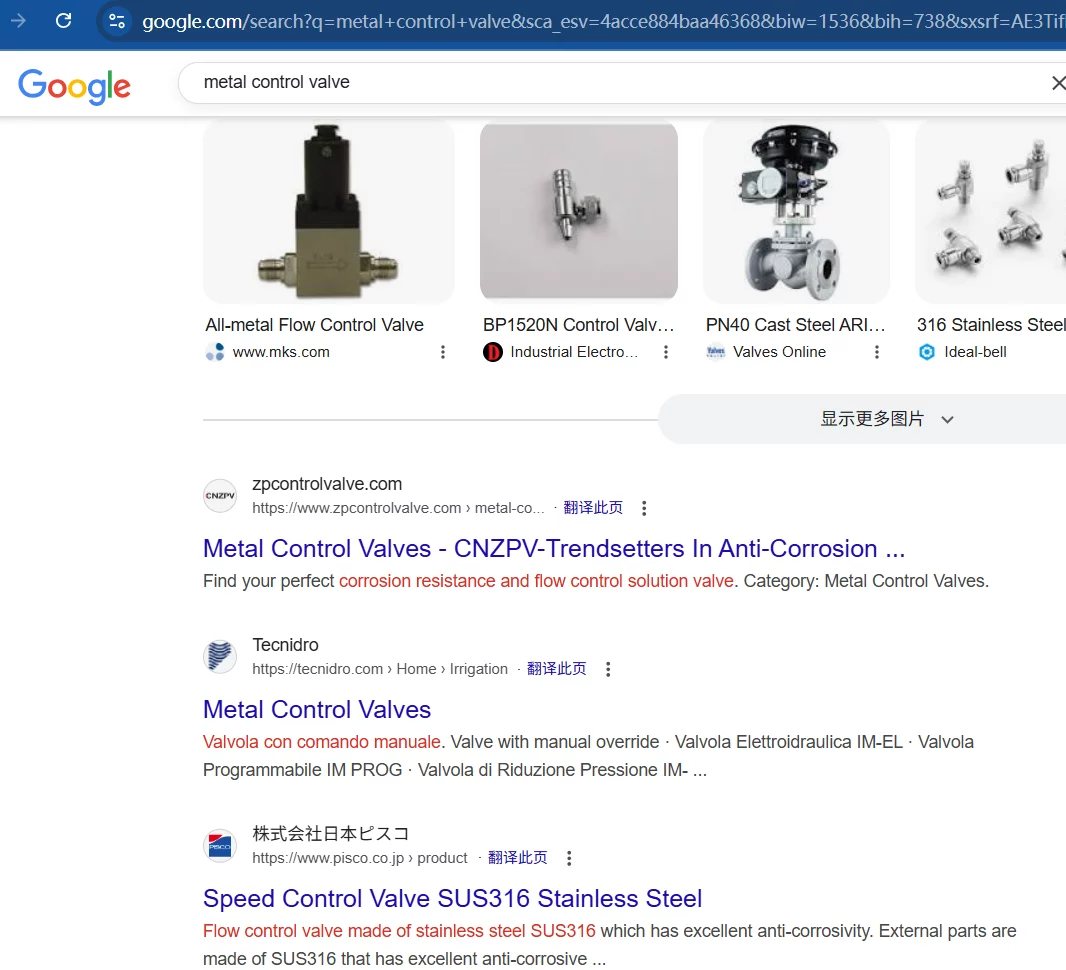 metal control valve